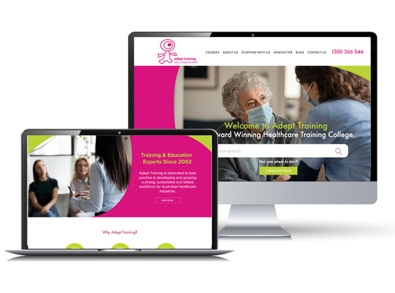Adept Training healthcare education website