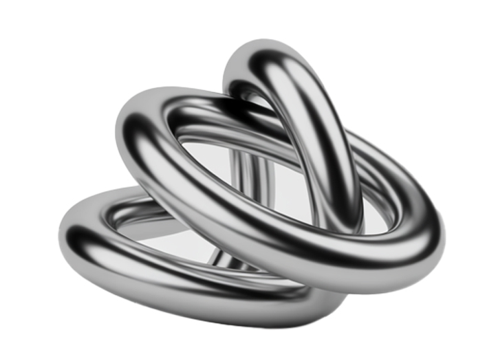 3D metallic rings representing design excellence and brand identity